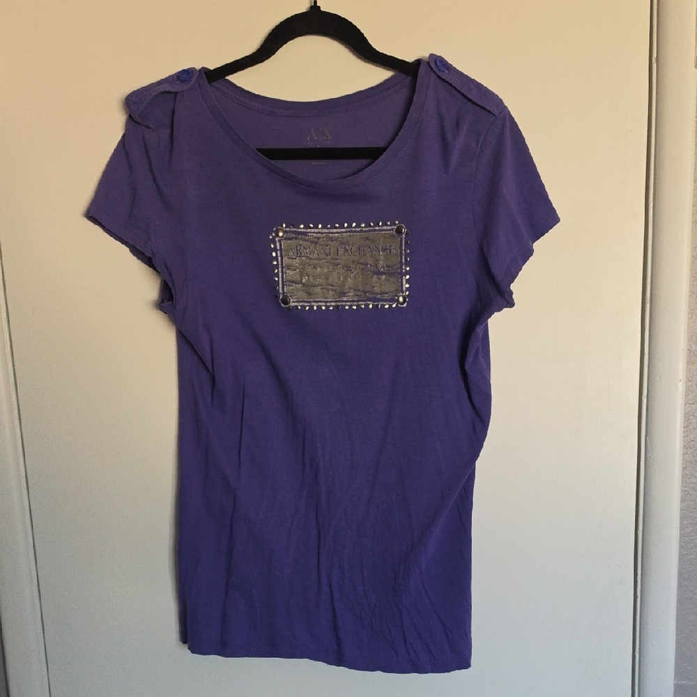 A/X Armani Exchange Purple Short Sleeve Stud-Accent Tee